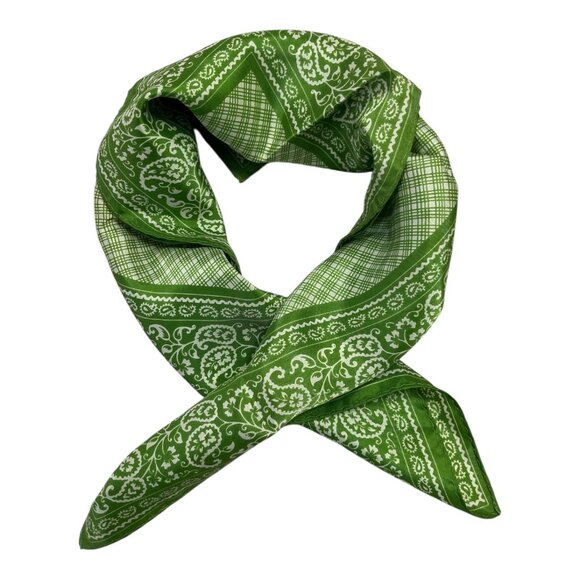 Vintage Glentex Green Paisley Border Scarf Made in Japan 23” - Picture 4 of 5